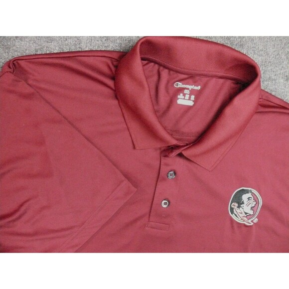 Florida State Polo Mens 2XL Garnet Champion NCAA Short‎ Sleeve Performance Golf - Picture 1 of 10